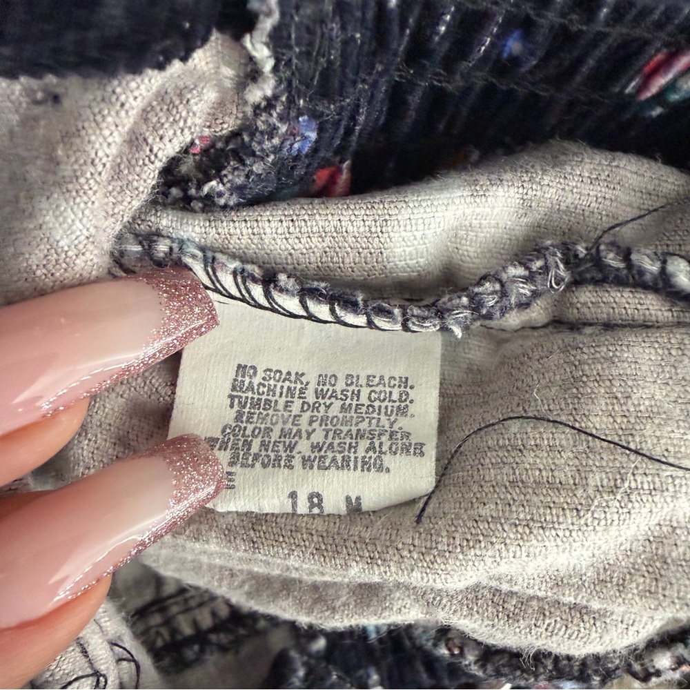 Vintage OshKosh B'gosh Toddler Corduroy Floral Print Button Snap Overalls 18M - Picture 5 of 6